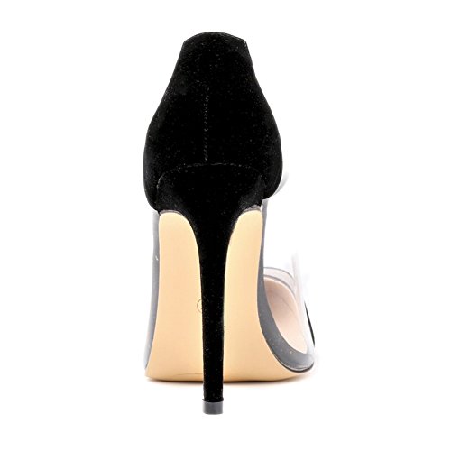 Loslandifen Womens Closed Toe High Heels Pointed Slender Stiletto Pumps(302-27VE35,Black)