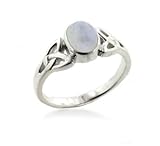 Sterling Silver Celtic Knot and Genuine Rainbow Moonstone Ring(Sizes 4,5,6,7,8,9,10,11,12,13,14,15)