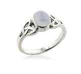 Sterling Silver Celtic Knot and Genuine Rainbow Moonstone Ring Size 6(Sizes 4,5,6,7,8,9,10,11,12,13,14,15)