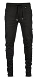 Kayden K Men's Tapered Zipper Ankle Jogger Pants (XL, Jet Black)