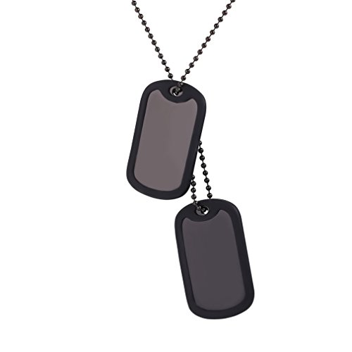 U7 medical alert id dog tag pendant with black gun chai…