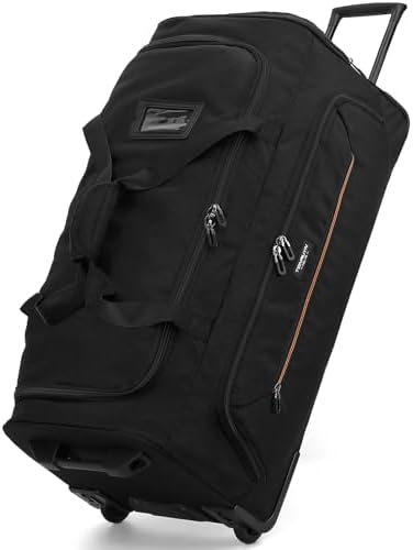 Amazon.com | Amazon Basics 35-inch Large Rolling Duffel Bag with Wheels and  Handle, Travel Duffle with Durable Ripstop Polyester Material, 2 Layers of  Storage Space, Multiple Interior and Exterior Pockets, Black |