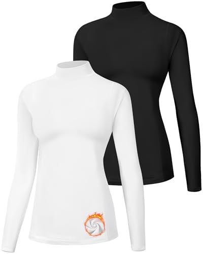Zengjo Long Sleeve Running Shirts Women Thermal(Black,XS) at