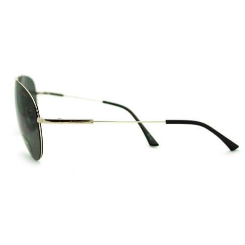 Super Lite Thin Frame Aviator Sunglasses Classic Rimless Look Silver