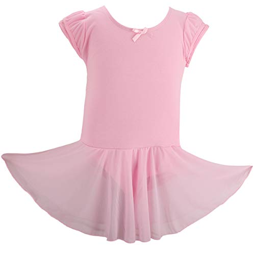Bosowos Girls Skirted Leotard Flutter Sleeve Ballet Dancewear Cotton Front Lined for Kids Little Girl - Thumbnail 7