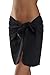 Short Non Sheer Stretch Black Swimsuit Sarong Cover up with Built in Ties