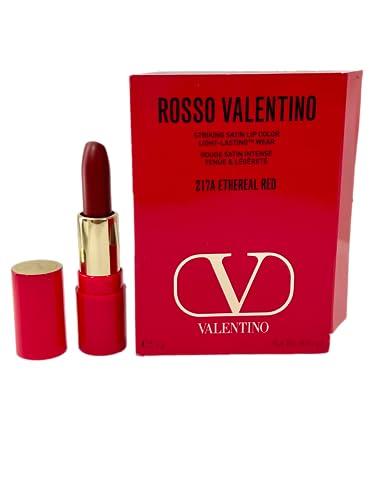 Valentino Rosso (MINI TRAVEL SIZE SMALL) 217A ETHEREAL RED Striking Satin Lip Color Lasting 0.03 oz / 1g - 7638