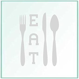 Handcrafted Etched "Eat" Tempered Glass Cutting Board 10 x 10