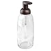 mDesign Modern Glass Refillable Foaming Soap Dispenser Pump Bottle for Bathroom Vanity Countertop, Kitchen Sink - Save on Soap - Vintage-Inspired, Compact Design - 2 Pack - Clear/Bronze & Frost/Bronze