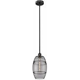 VAZ - 1 Light Stem Hung Mini Pendant in Industrial Style-9.38 Inches Tall and 8 Inches Wide-Matte Black Finish-Light SMO
