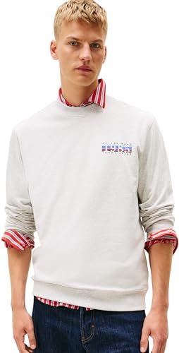 Tommy Jeans Tjm Reg Entry Dna Play Crew Ext Dm0Dm22377 Felpa Pullover, Grey (Ice Grey Heather), L Adulto