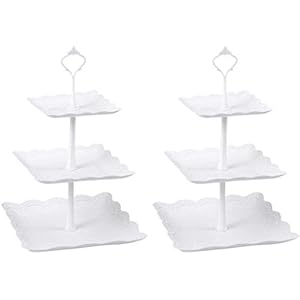 Plastic-3-Layers-Cake-Stand-Party-Tableware-Party-Food-Server-Display-Set-Dessert-Stand-Slate-Serving-Set-2-Square Plastic Cake Stand Party Tableware Party Food Server Display Set Dessert Stand Slate Serving Set (2 Square)