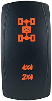 QUNQI STAR 5 pin Laser Backlit Rocker Switch 2x4/4x4 20A 12V On/off LED Light Toggle Switch (Orange)