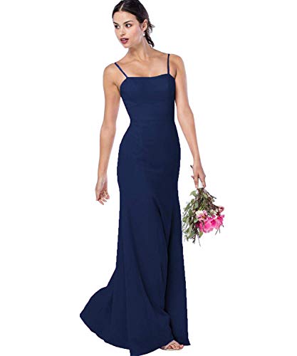 navy blue spaghetti strap long dress