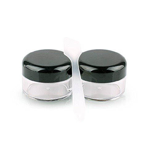 Moyishi 12 New Empty Cosmetic Storage Containers Black Cap Clear Base Plastic Cosmetic Containers 20 Gram Pot Jars Eye Shadow Container Lot