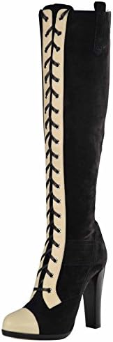 Reed Krakoff Women's Suede Knee High Lace Boots-Buff/Black-37