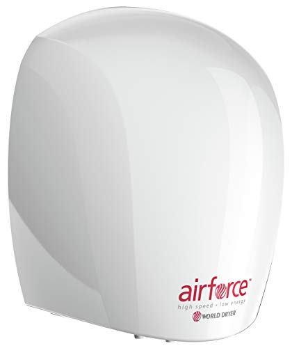World Dryer J4-974 Airforce Automatic High-Speed Energy-Efficient Hand Dryer Aluminum Cover, White 208-240V