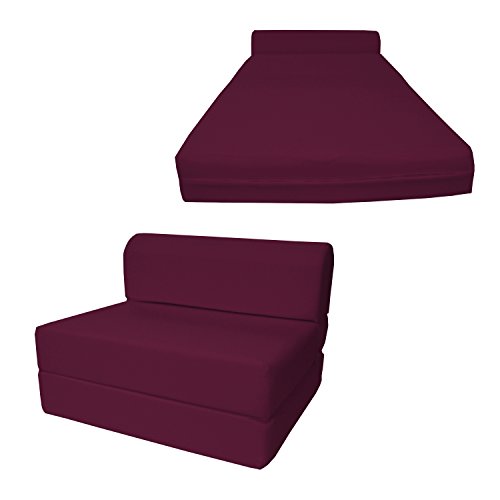 Sleeper Chair Folding Foam Bed - Studio Foam Mattress, Folded Sofa. (6Tx32Wx70L, Burgundy)