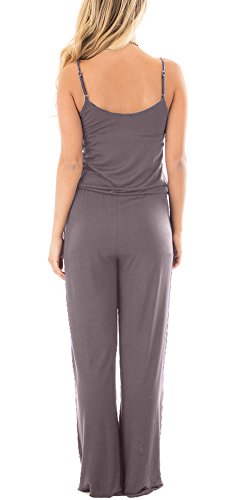 NuoReel Women Casual Sleeveless Loose Wide Legs Jumpsuit Halter Waist Tie Stretchy Rompers Pants With Side Pockets£¨Light Purple Large£