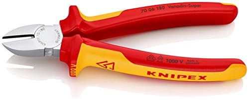 KNIPEX 70 06 180 Seitenschneider verchromt isoliert mit Mehrkomponenten-Hüllen, 180 mm & 25 06 160 Flachrundzange mit… – Bild 4