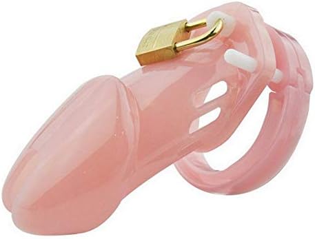 Pink Long Plastic Male Device Cage Lock Male Belt for Men with Box t-Shirt-LP