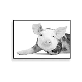 Framed Canvas Wall Art for Living Room, Bedroom Black and White Cute Wild Animals Canvas Prints for Home Decoration Ready to Hanging - 16x24 inches