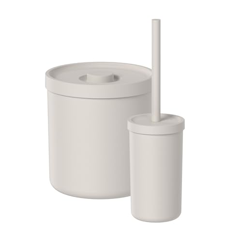 Ou Kit Lixeira 6L e Escova Sanitária Bege Linha Bold