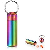 VTAR Pill Box, Waterproof Stainless Steel Travel Pill Case for Purse or Pocket, Keychain Pill Holder