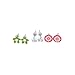 9 Pairs Mini Round Flower Smiling Face Stud Earrings Set for Girls