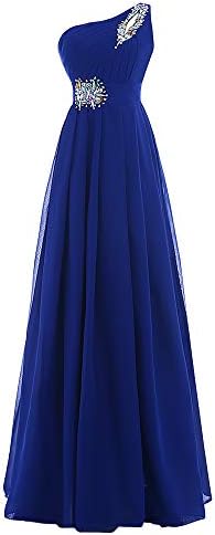 DongCMY Long Formal Evening Dress Party One Shoulder Chiffon Bride Lace-up Plus Size Women Prom Gown