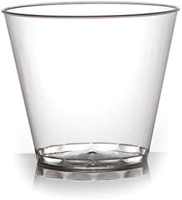 Fineline Settings 405-CL, 5 Oz. Savvi Serve Clear Plastic Tumblers, Disposable Heavy Base Brandy Whiskey Tumblers, Plastic Scotch Whisky Glasses (50)