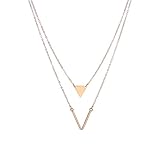 SUNNOW® Women's Ladies Simple Alloy Triangle Sequined Pendant Multilayer Necklace