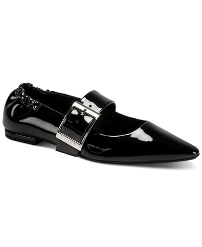 DKNY Women's Cormic Ballet Flat with Buckle, Black, 9