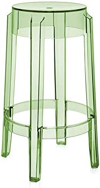 Kartell Set 2 Charles Ghost transparent green stool H.65 cm