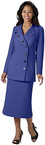 Wear Abouts Womens 2 Piece Button Detail Skirt Suit (26W, Royal)