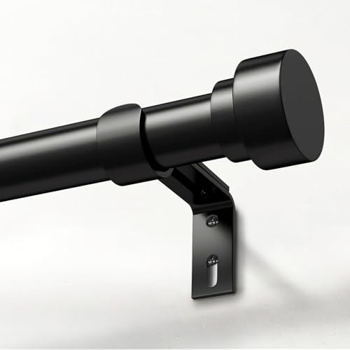 IFELS Heavy Duty Curtain Rods for Windows 66 to 120 Inch,1 Inch Adjustable Black Curtain Rod with Easy Installation and Modern Design,Decorative Long Drapery Rods with Metal Finials (A1,Black,30-120")