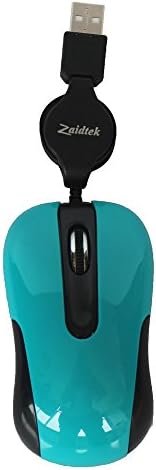 ZAIDTEK HM5079N Cord Mouse 3 Buttons USB Wired Computer Accessories Retractable Cable with Colorful Finish for Office School (Light blue)