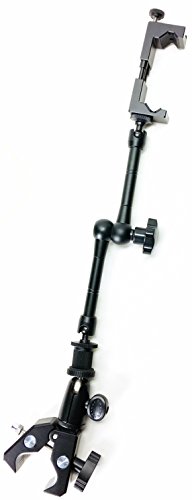 iShot Pro SecureGRIP Metal iPhone Universal Smartphone Tripod Camera Mount Adapter Holder + 11 inch 360° Extension Arm + HD Pipe Bar Pole Clamp - Fits All Cell Phones from 2.5 to 3.6 inch