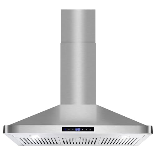 COSMO COS-63190S 36 in. Vista Collection 380 CFM Ducted Wall Mount Range Hood, Touch Controls, LED Lights, Stainless Steel