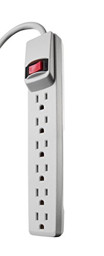 Woods 41367 Surge Protector with Overload Safety Feature, 6 Outlets, 4 Foot Cord, White