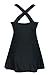 DANIFY Women's One Piece Sailor Striped Swimsuit Plus Size Swimwear Cover up Swimdress Black IT56/US20