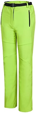Spvoltereta Outdoor Thick Warm Women Straight Leg Pants Quick Dry Waterproof &amp; Windproof With Fleece Liner For Hiking Trekking Snowmobiling Skiing (Large, Light Green)