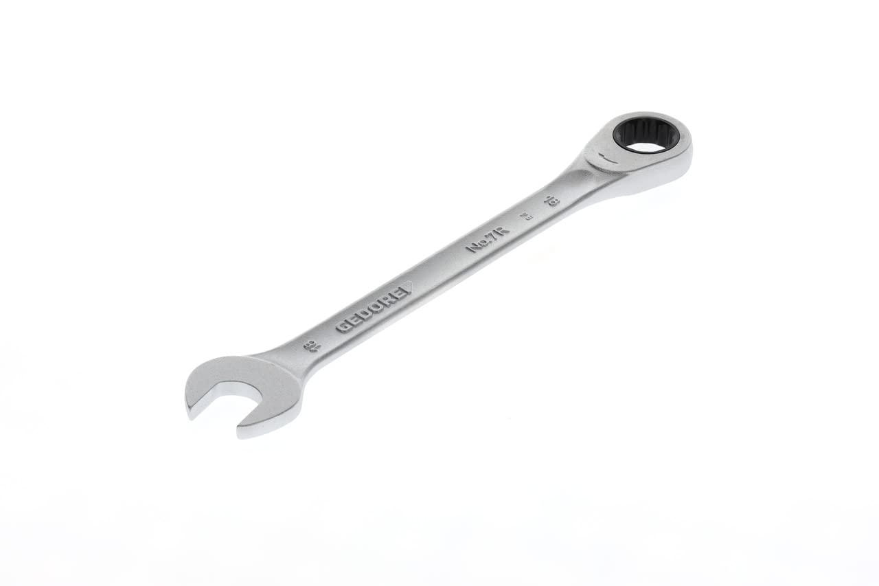 GEDORE Open-ended spanner with ring ratchet, AF 18 mm, Flat, Bi-hex, UD profile, Spanner, 7 R 18