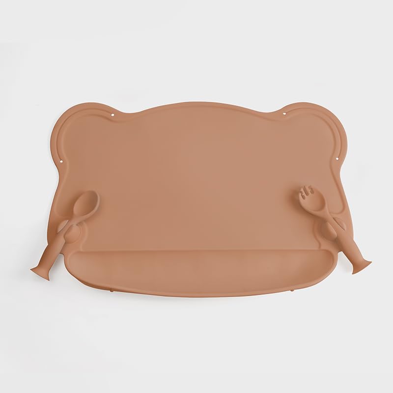 Photo 1 of AXXXEST Silicone Baby Mealtime Mat with Catcher – Toddler Table Mat for Self Feeding, Non-Slip Design for First Years, Easy Clean Mantel Individual Silicona