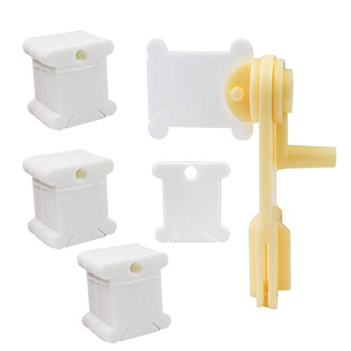 WeiMeet 230 Pieces Plastic Floss Bobbins with Floss Winder for Embroidery Floss Organizer Cross-Stitch Thread Holder