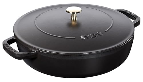 STAUB Schmorpfanne, Chistera Bräter, 24 cm, 2,5 L, Induktionsgeeignet, Aroma-Regen, Made in France, Schwarz