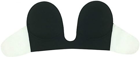 Gempack Deep U Plunge Silicone Invisible Bra Sticky Strapless Backless Bra for Women, (D Cup, Black)