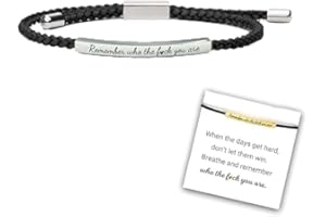 JIAFEI JOIE Remember Who The Fuck You Are Motivational Tube Bracelet, Personalized Adjustable Braided Rope Bracelets, Engraved Handmade Bracelet, Unique Gift for Women Men