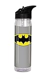 Spoontiques Batman Logo Flip Top Bottle, Gray