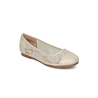 Alrisco Lace Mesh Capped Toe Ballet Flat HF24 - Ivy Mix Media (Size: Little Kid 12)